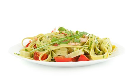 Pasta tagliatelle with shrimp and tomatoes Stock Photo - Budget Royalty-Free & Subscription, Code: 400-07315832