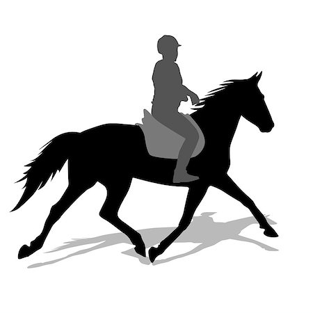 simsearch:400-07316355,k - vector silhouette of horse and jockey Stock Photo - Budget Royalty-Free & Subscription, Code: 400-07316337