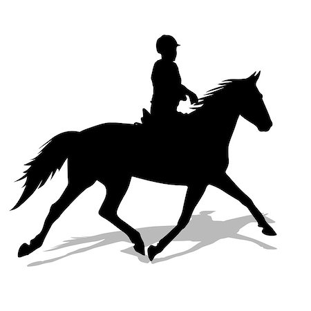 simsearch:400-07316355,k - vector silhouette of horse and jockey Stock Photo - Budget Royalty-Free & Subscription, Code: 400-07316338