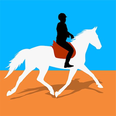 simsearch:400-07316355,k - vector silhouette of horse and jockey Stock Photo - Budget Royalty-Free & Subscription, Code: 400-07316339
