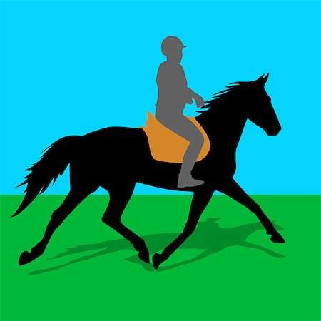 simsearch:400-07316355,k - vector silhouette of horse and jockey Stock Photo - Budget Royalty-Free & Subscription, Code: 400-07316340