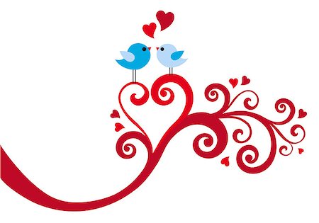 periquito - cute love birds with heart swirl, vector illustration Foto de stock - Super Valor sin royalties y Suscripción, Código: 400-07316601