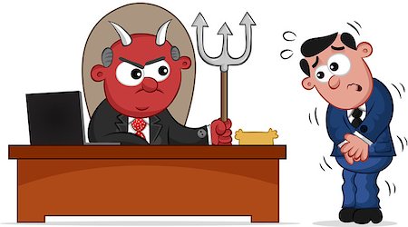 simsearch:400-05880189,k - Businessman. Cartoon devil boss man and frightened employee. Foto de stock - Royalty-Free Super Valor e Assinatura, Número: 400-07316808