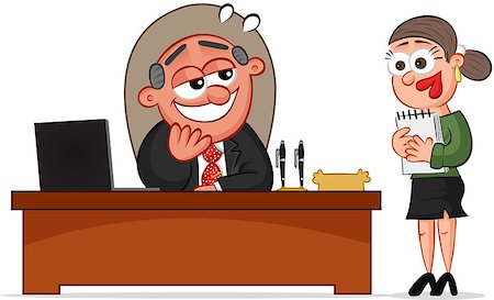 Businessman and Businesswoman. Cartoon boss man in love with his female secretary. Stock Photo - Budget Royalty-Free & Subscription, Code: 400-07316810
