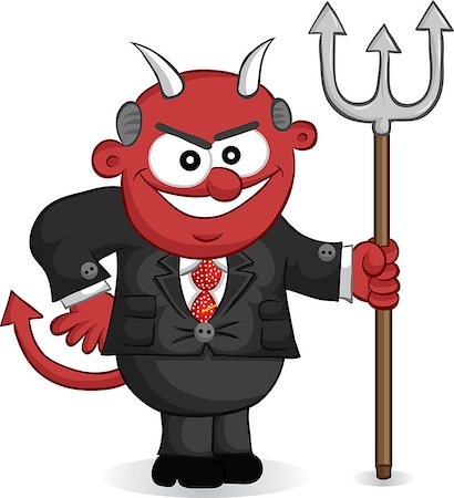 funny office mad - Businessman. Cartoon boss man as an evil devil with pitchfork. Stock Photo - Budget Royalty-Free & Subscription, Code: 400-07316850