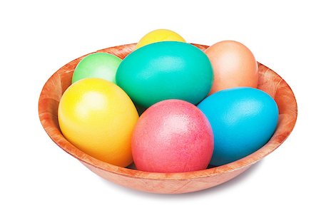 simsearch:400-07921731,k - multicolored Easter eggs on the wooden plate isolated on a white background Stock Photo - Budget Royalty-Free & Subscription, Code: 400-07316887