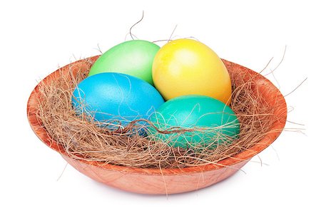 simsearch:400-07921731,k - multicolored Easter eggs  in a nest isolated on a white background Stock Photo - Budget Royalty-Free & Subscription, Code: 400-07316888