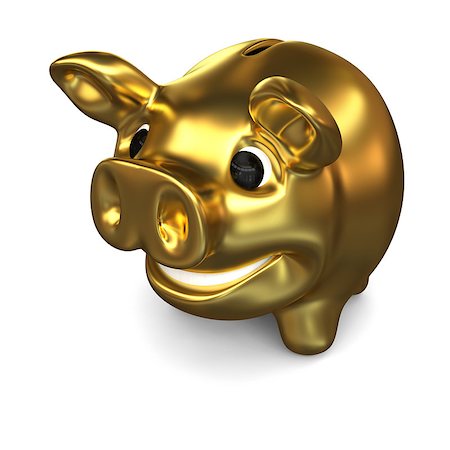 simsearch:400-07574972,k - Golden piggy bank, concept of wealth, savings and investments, isolated on white background Stock Photo - Budget Royalty-Free & Subscription, Code: 400-07316925