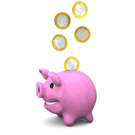 simsearch:400-07260336,k - Euro coins falling into ceramic piggy bank, concept of savings and investments, isolated on white background Foto de stock - Super Valor sin royalties y Suscripción, Código: 400-07316926