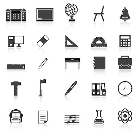 simsearch:400-08155384,k - School icons with reflect on white background, stock vector Stock Photo - Budget Royalty-Free & Subscription, Code: 400-07317036