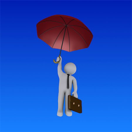 simsearch:400-07338104,k - 3d businessman holding an umbrella is falling from the sky Stock Photo - Budget Royalty-Free & Subscription, Code: 400-07317058