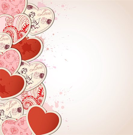 simsearch:400-08347146,k - Decorative vector background with hearts for Valentine's day Stock Photo - Budget Royalty-Free & Subscription, Code: 400-07317132