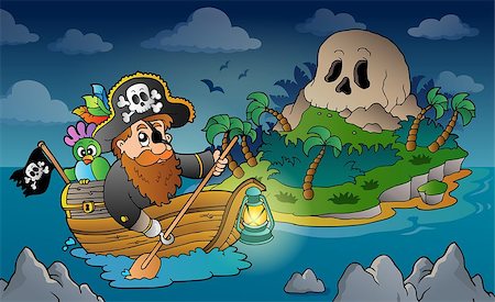 simsearch:400-07317425,k - Theme with pirate skull island 3 - eps10 vector illustration. Foto de stock - Super Valor sin royalties y Suscripción, Código: 400-07317430