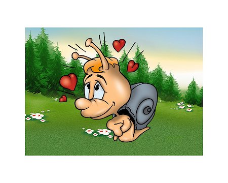 simsearch:400-04907025,k - Amorous Snail - Cartoon Background Illustration, Bitmap Photographie de stock - Aubaine LD & Abonnement, Code: 400-07317516
