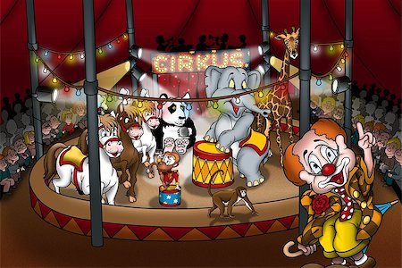 Circus Show - Cartoon Illustration, Bitmap Stock Photo - Budget Royalty-Free & Subscription, Code: 400-07317536