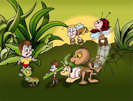 simsearch:400-04907025,k - Insect World - Cartoon Background Illustration, Bitmap Photographie de stock - Aubaine LD & Abonnement, Code: 400-07317781