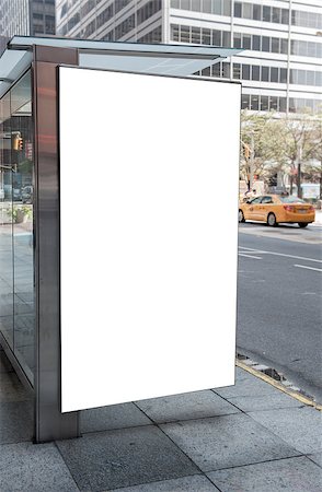 An empty white billboard at a bus stop Stockbilder - Microstock & Abonnement, Bildnummer: 400-07318140