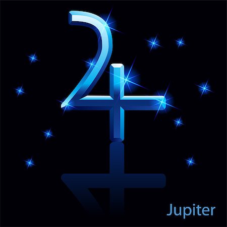 simsearch:400-07516807,k - Shiny blue Jupiter sign on black background. Stock Photo - Budget Royalty-Free & Subscription, Code: 400-07318208