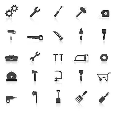 simsearch:400-04121750,k - Tool icons with reflect on white background, stock vector Stock Photo - Budget Royalty-Free & Subscription, Code: 400-07318275