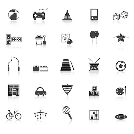 Toy icons with reflect on white background, stock vector Stock Photo - Budget Royalty-Free & Subscription, Code: 400-07318276