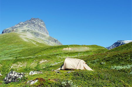 A hikers tent in Jotunheimen National Park in Norway Stock Photo - Budget Royalty-Free & Subscription, Code: 400-07318550