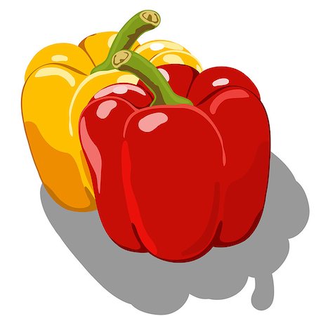 red pepper drawing - Sweet pepper isolated on white background Stock Photo - Budget Royalty-Free & Subscription, Code: 400-07318566