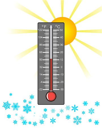 simsearch:400-04789714,k - thermometer weather with snow and sun on a white background Stock Photo - Budget Royalty-Free & Subscription, Code: 400-07318561