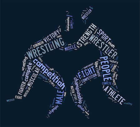 seiksoon (artist) - wrestling word cloud with blue wordings on blue background Stockbilder - Microstock & Abonnement, Bildnummer: 400-07318584