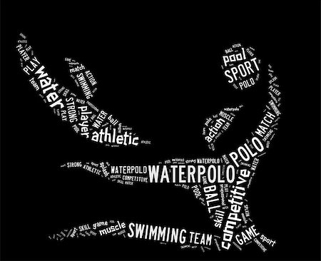 seiksoon (artist) - waterpolo word cloud with white wordings on black background Stockbilder - Microstock & Abonnement, Bildnummer: 400-07318581