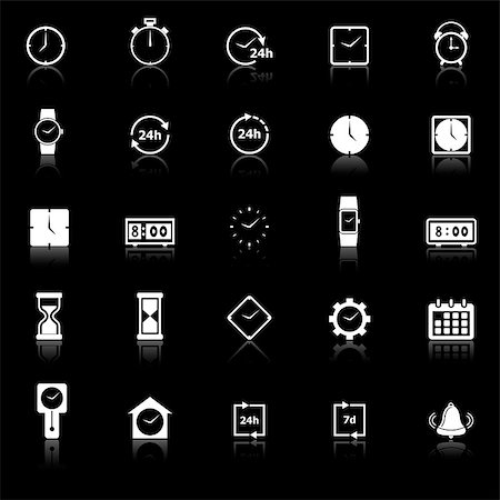 reloj digital - Time icons with reflect on black background, stock vector Foto de stock - Super Valor sin royalties y Suscripción, Código: 400-07318634