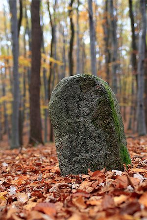 rogit (artist) - An old boundary stone from the beginning of the nineteenth century in the middle of autumn beech forest. Stock Photo - Budget Royalty-Free & Subscription, Code: 400-07318645