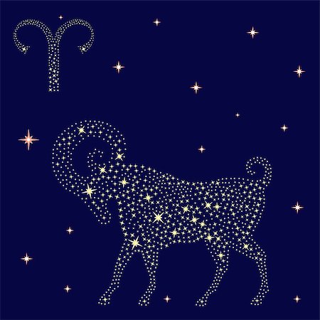 simsearch:400-09052492,k - Zodiac sign Aries on a background of the starry sky, vector illustration Stock Photo - Budget Royalty-Free & Subscription, Code: 400-07318668