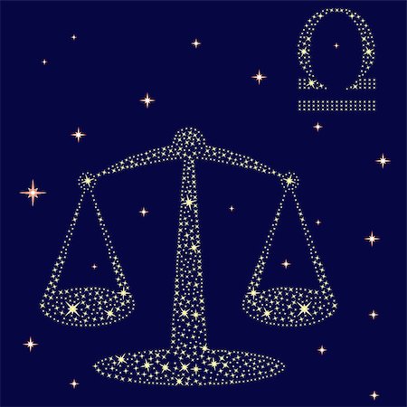 simsearch:400-09052492,k - Zodiac sign Libra on a background of the starry sky, vector illustration Stock Photo - Budget Royalty-Free & Subscription, Code: 400-07318676