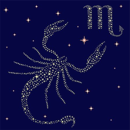 simsearch:400-09052492,k - Zodiac sign Scorpio on a background of the starry sky, vector illustration Stock Photo - Budget Royalty-Free & Subscription, Code: 400-07318677