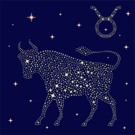 Zodiac sign Taurus on a background of the starry sky, vector illustration Stock Photo - Budget Royalty-Free & Subscription, Code: 400-07318678