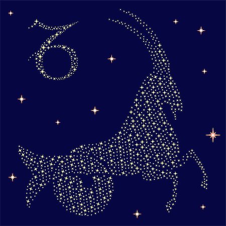 simsearch:400-09052492,k - Zodiac sign Capricorn on a background of the starry sky, vector illustration Stock Photo - Budget Royalty-Free & Subscription, Code: 400-07318670