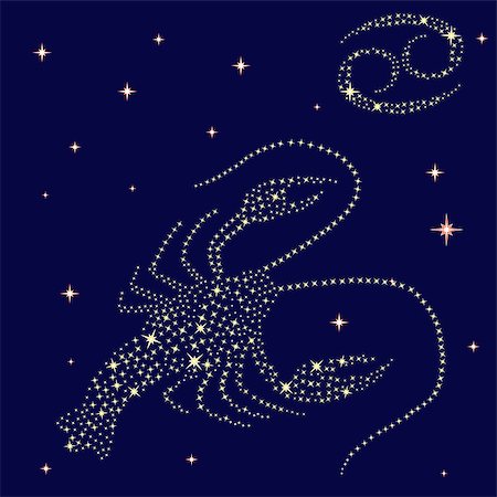 simsearch:400-09052492,k - Zodiac sign Cancer on a background of the starry sky, vector illustration Stock Photo - Budget Royalty-Free & Subscription, Code: 400-07318671