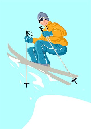 ski cartoon color - Vector illustration of a skier Stock Photo - Budget Royalty-Free & Subscription, Code: 400-07318740