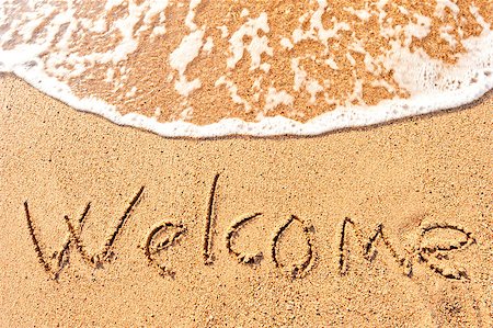 summer beach sea backgrounds - Welcome to the sand by the sea Stock Photo - Budget Royalty-Free & Subscription, Code: 400-07319156