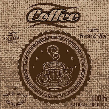 simsearch:400-07425012,k - vector label for coffee on background with sacking Foto de stock - Super Valor sin royalties y Suscripción, Código: 400-07319209