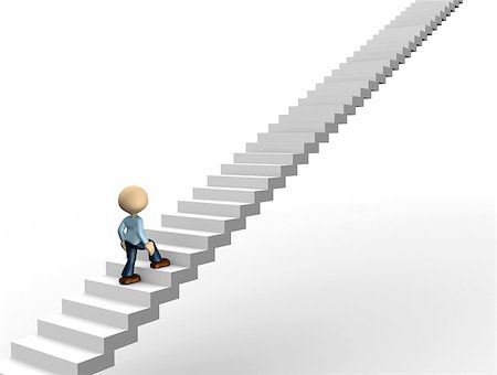 3d people - man, person running on stairs. To success Stock Photo - Budget Royalty-Free & Subscription, Code: 400-07319442