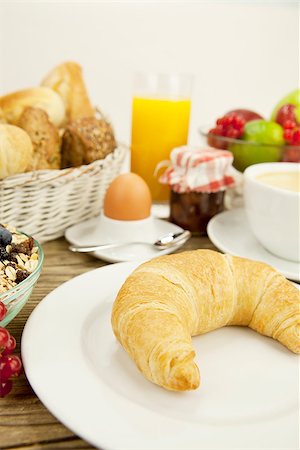 simsearch:400-04626602,k - traditional french breakfast in morning on wooden background Stock Photo - Budget Royalty-Free & Subscription, Code: 400-07319727