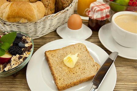 simsearch:400-04626602,k - traditional french breakfast in morning on wooden background Stock Photo - Budget Royalty-Free & Subscription, Code: 400-07319734