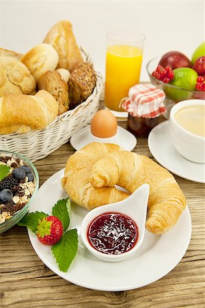 simsearch:400-04626602,k - traditional french breakfast in morning on wooden background Stock Photo - Budget Royalty-Free & Subscription, Code: 400-07319742
