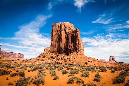 Complementary colours blue and orange in this iconic view of Monument Valley, USA Stock Photo - Budget Royalty-Free & Subscription, Code: 400-07319913