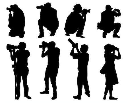 paparazzi silhouettes - Black silhouettes of people with cameras, vector Stock Photo - Budget Royalty-Free & Subscription, Code: 400-07311711