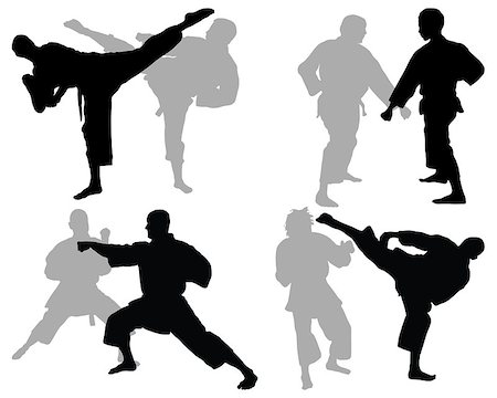 simsearch:400-04558215,k - Black silhouettes of karate fighting, vector illustration Stock Photo - Budget Royalty-Free & Subscription, Code: 400-07311712
