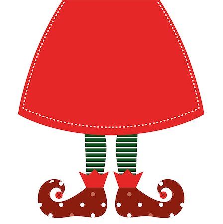 retro apron clipart - Christmas elf legs with red skirt. Vector Illustration Foto de stock - Super Valor sin royalties y Suscripción, Código: 400-07312068
