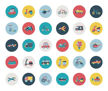 Set of flat transport icons Stock Photo - Budget Royalty-Free & Subscription, Code: 400-07312139