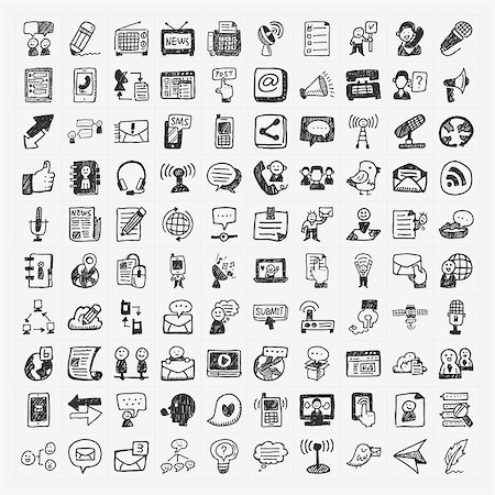 doodle communication icons set Stock Photo - Budget Royalty-Free & Subscription, Code: 400-07312179